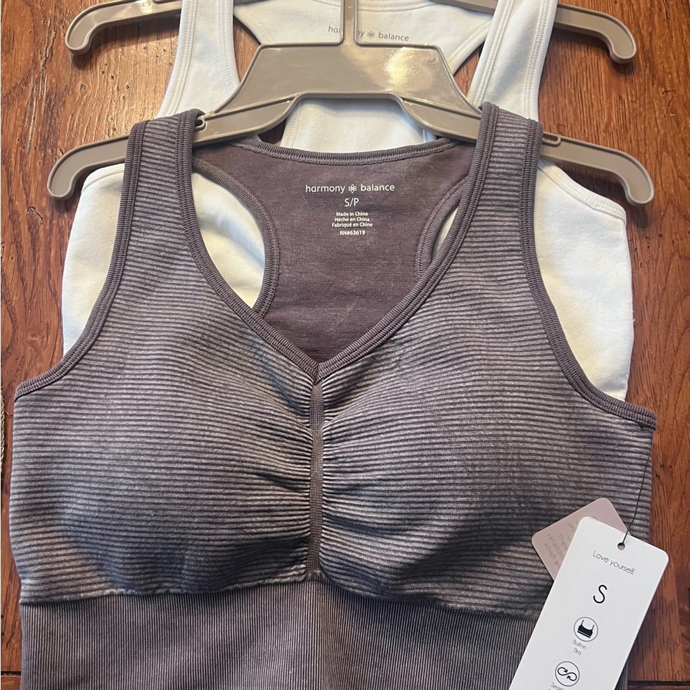 Harmony & Balance Women's Ribbed Sports Bra - Charcoal and White
